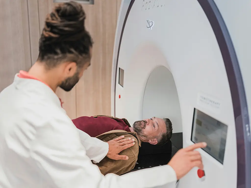 Doctor and patient undergoing medical tests thanks to smart healthcare